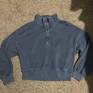 Abercrombie & Fitch quarter zip sweatshirt in indigo